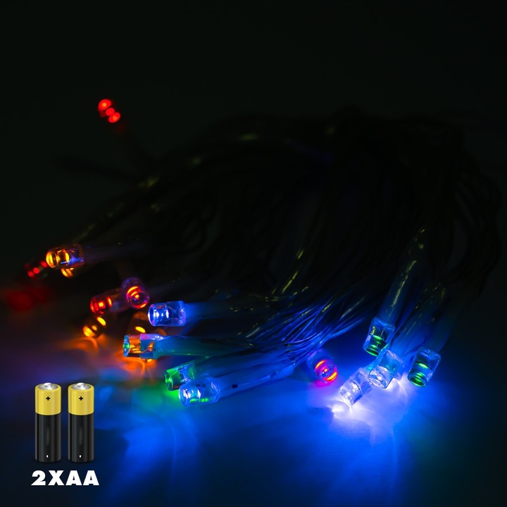 Instalatie cu baterii, 20 leduri, multicolora