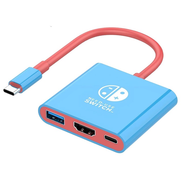 Адаптер за докинг станция за Nintendo Switch, OUYLAF, 4K HDMI, USB 3.0, USB-C порт за зареждане, преносим