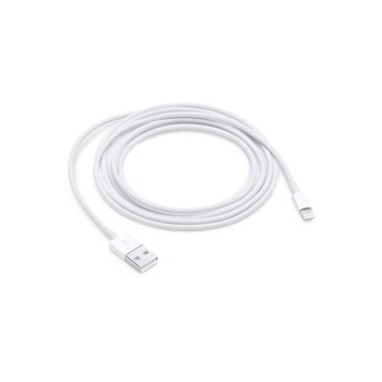 Cablu incarcator, Apple iPhone, 2 Metri, Lightning, Alb Cablu incarcator, Apple iPhone, 2 Metri, Lightning, Alb