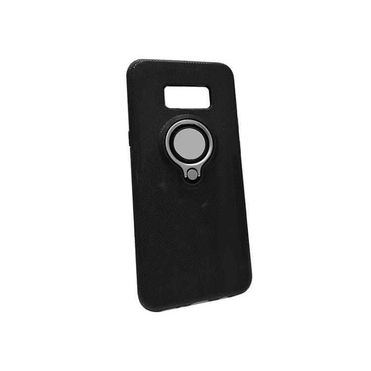 Husa cu suport inel, Samsung Galaxy S8+, Silicon, Negru