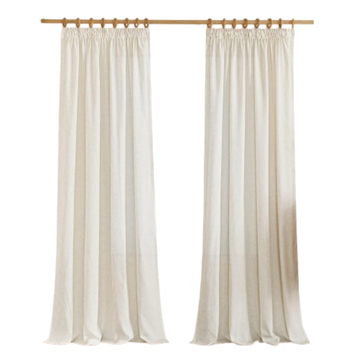 Set 2 perdele PONY DANCE, semitransparente, cu banda creponata, aspect in, 140 x 245 cm, bej