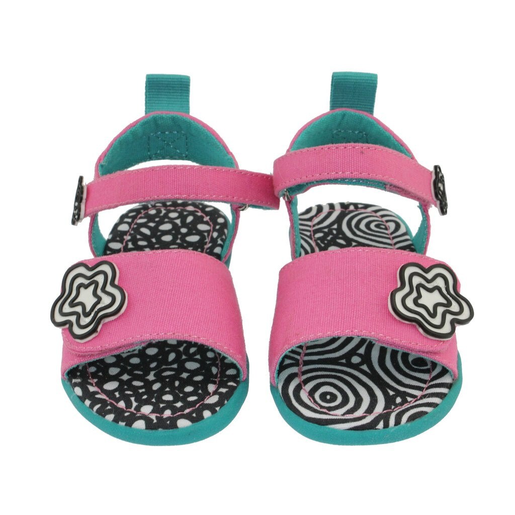 Sandale roz cu imprimeu alb/negru Chooze Happy Energy Bw