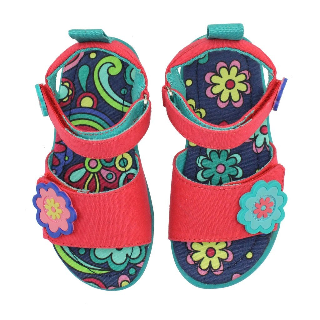 Sandale rosii cu aplicatii florale Chooze Happy Respect