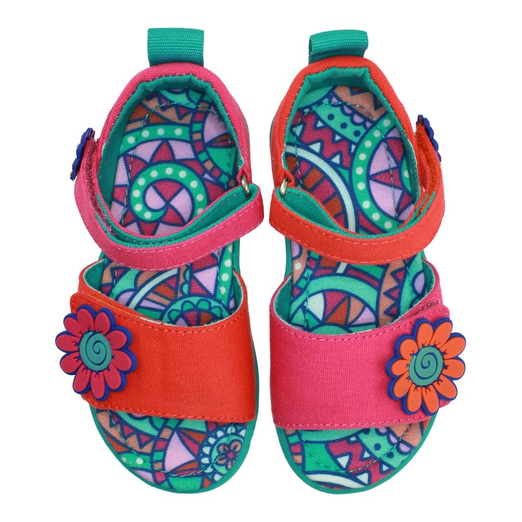 Sandale rosii cu aplicatii florale Chooze Glee Zen