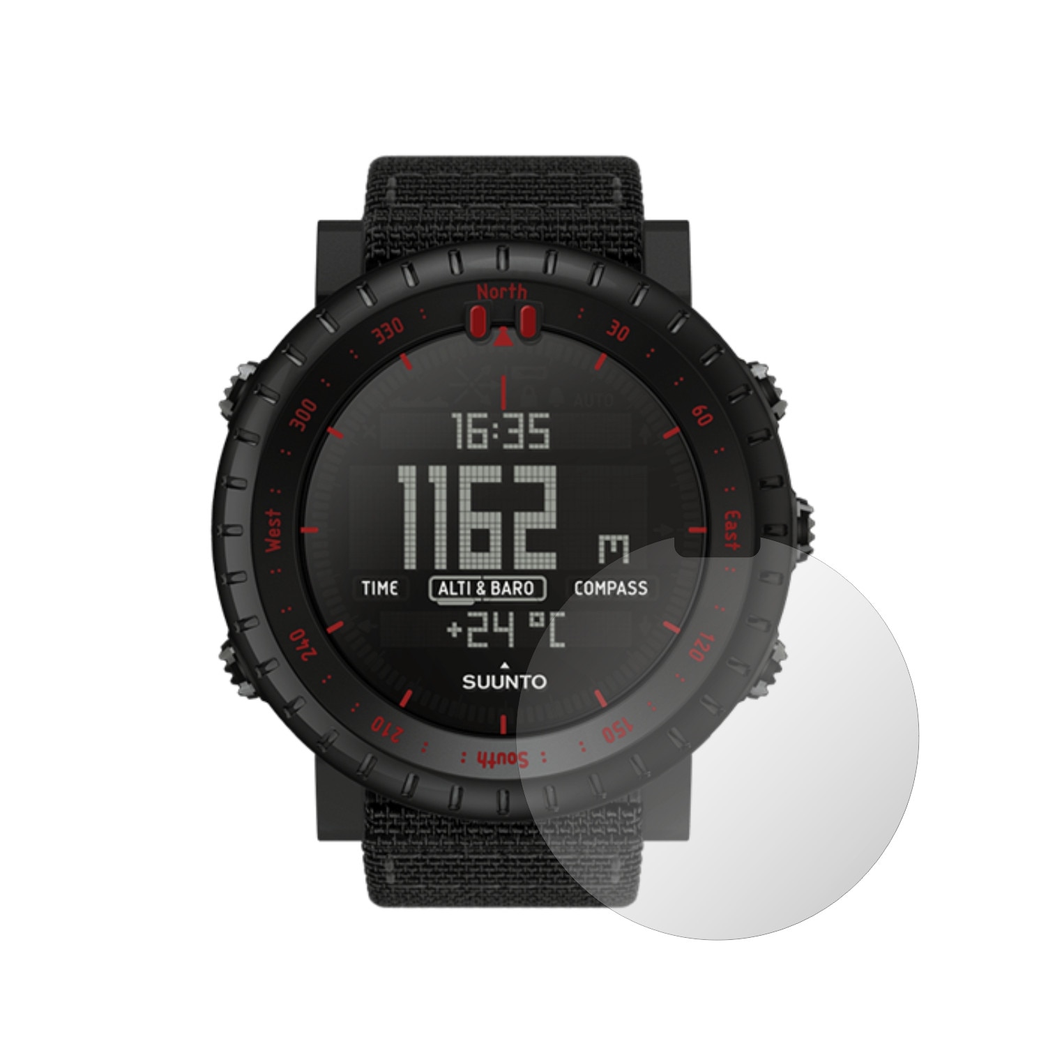 Set 2 Folii Protectie Ecran, Acoperire Totala, Adezive si Foarte Flexibile, Invisible Skinz Ultra-Clear AutoRegeneranta pentru Smartwatch Suunto Core Black Red