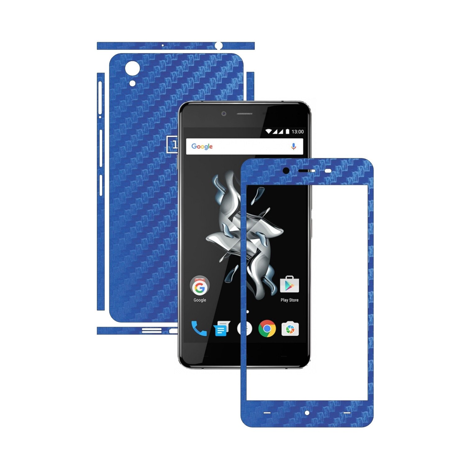 Folie de protectie Carbon Skinz, Husa de tip Skin Adeziv pentru Carcasa, Carbon Albastru dedicata OnePlus X