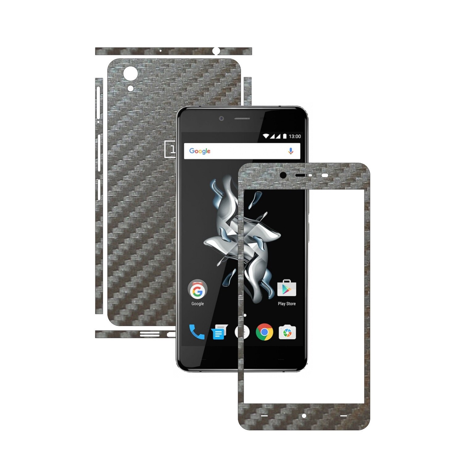 Folie de protectie Carbon Skinz, Husa de tip Skin Adeziv pentru Carcasa, Carbon Gri Argintiu dedicata OnePlus X
