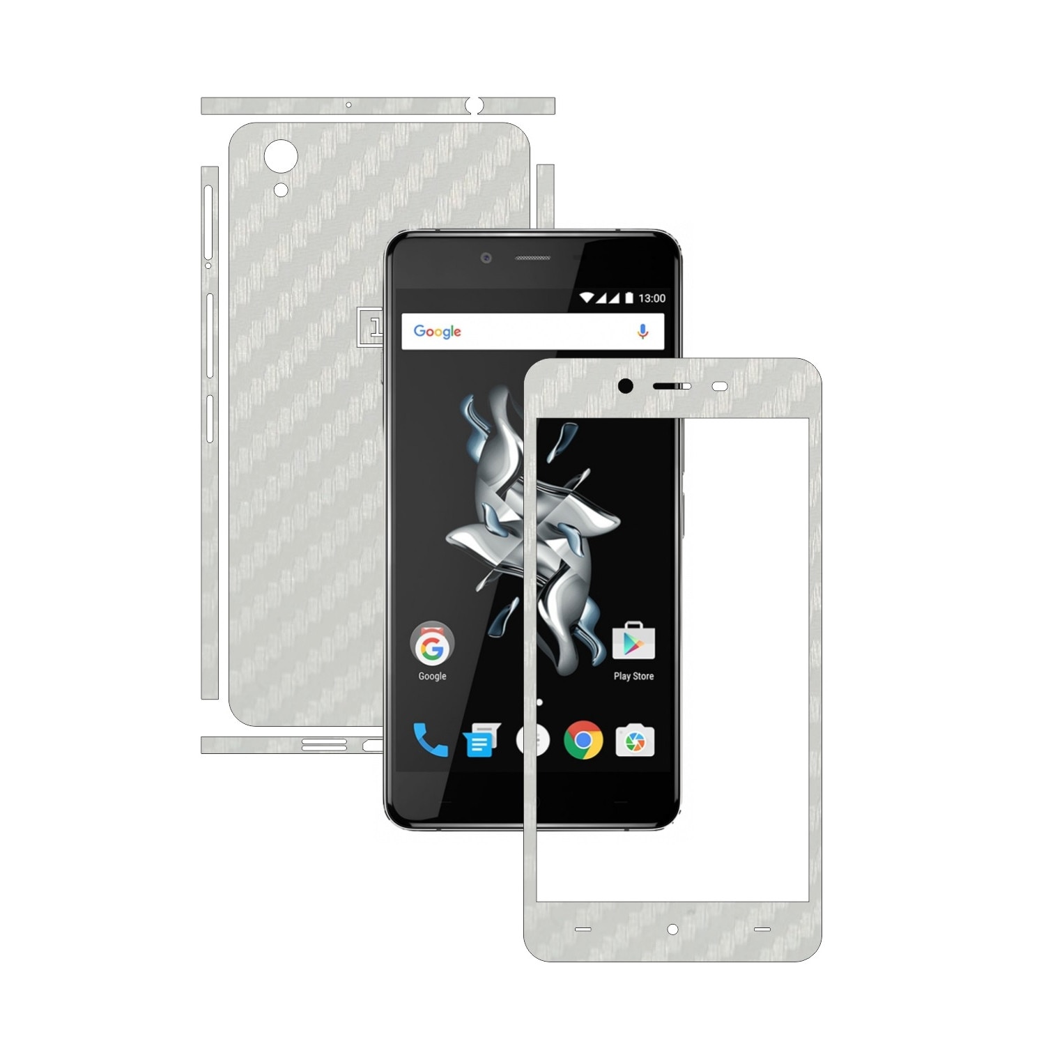 Folie de protectie Carbon Skinz, Husa de tip Skin Adeziv pentru Carcasa, Carbon Alb dedicata OnePlus X