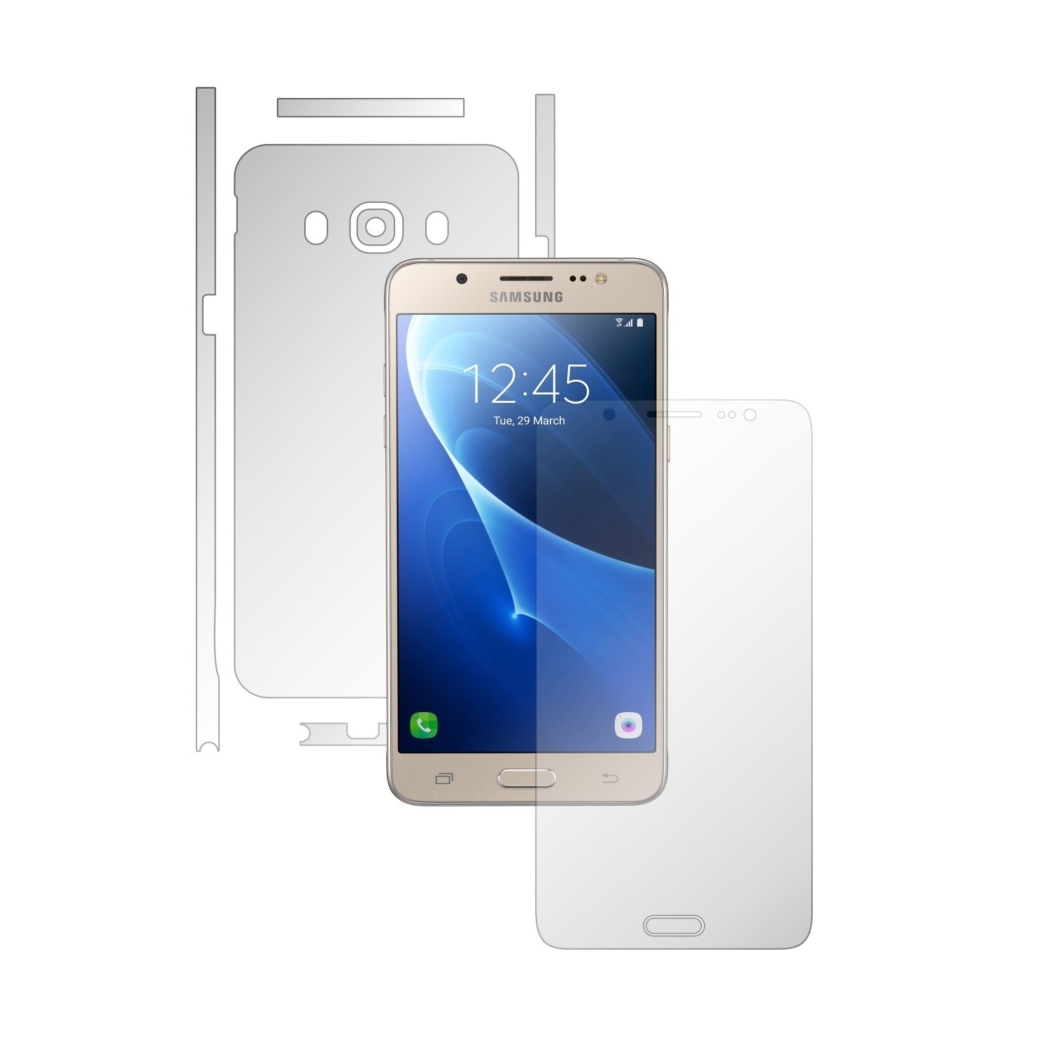 1 + 1 GRATUIT - Samsung Galaxy J5 2016 - Invisible Skinz HD - Folie Protectie Siliconica Ultra-Clear pentru Ecran,Carcasa Spate si Laterale, Husa Transparenta Full Body Cover Edge to Edge de tip Skin Adeziv