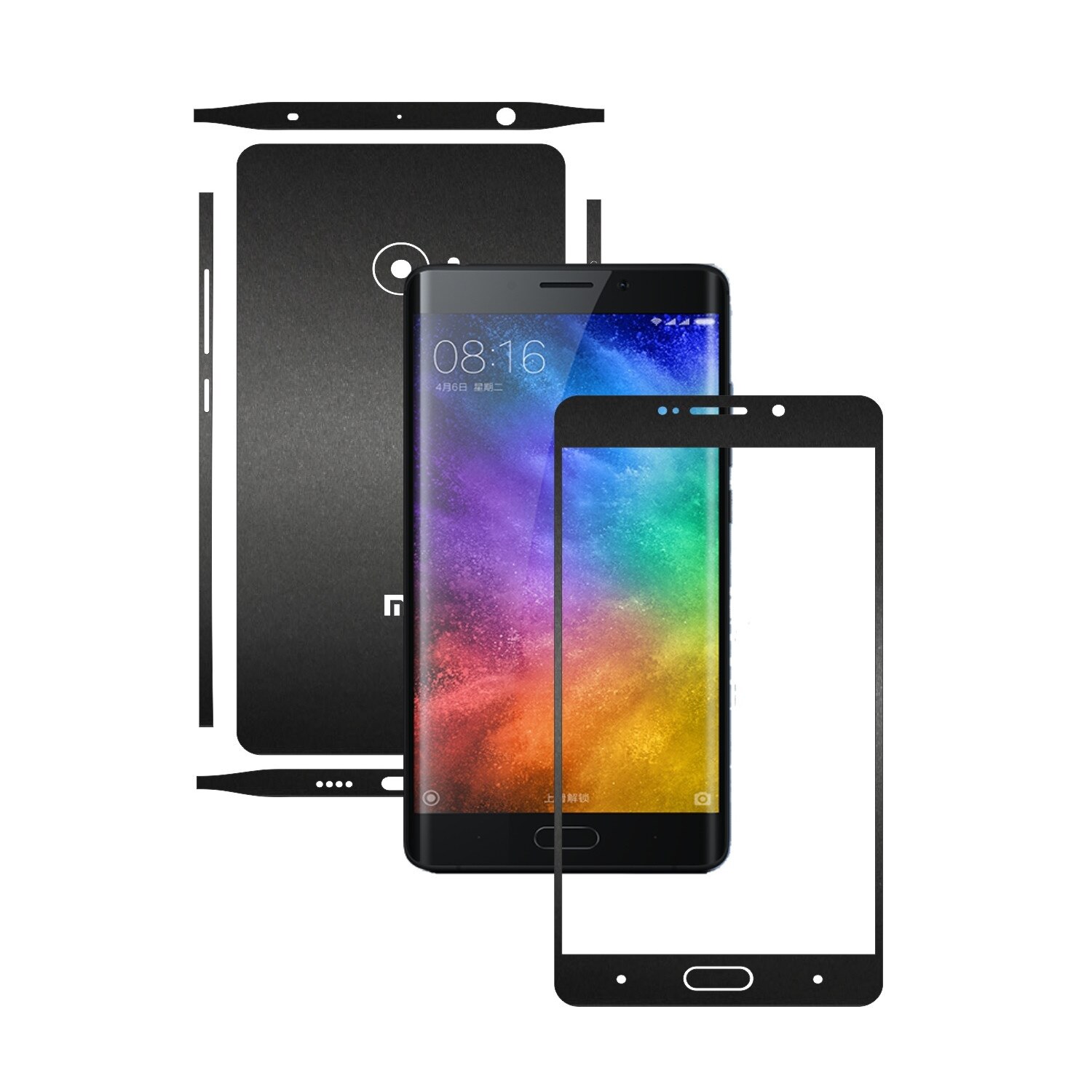 Folie de protectie Carbon Skinz, Husa de tip Skin Adeziv pentru Carcasa, Negru Mat dedicata Xiaomi Mi Note 2