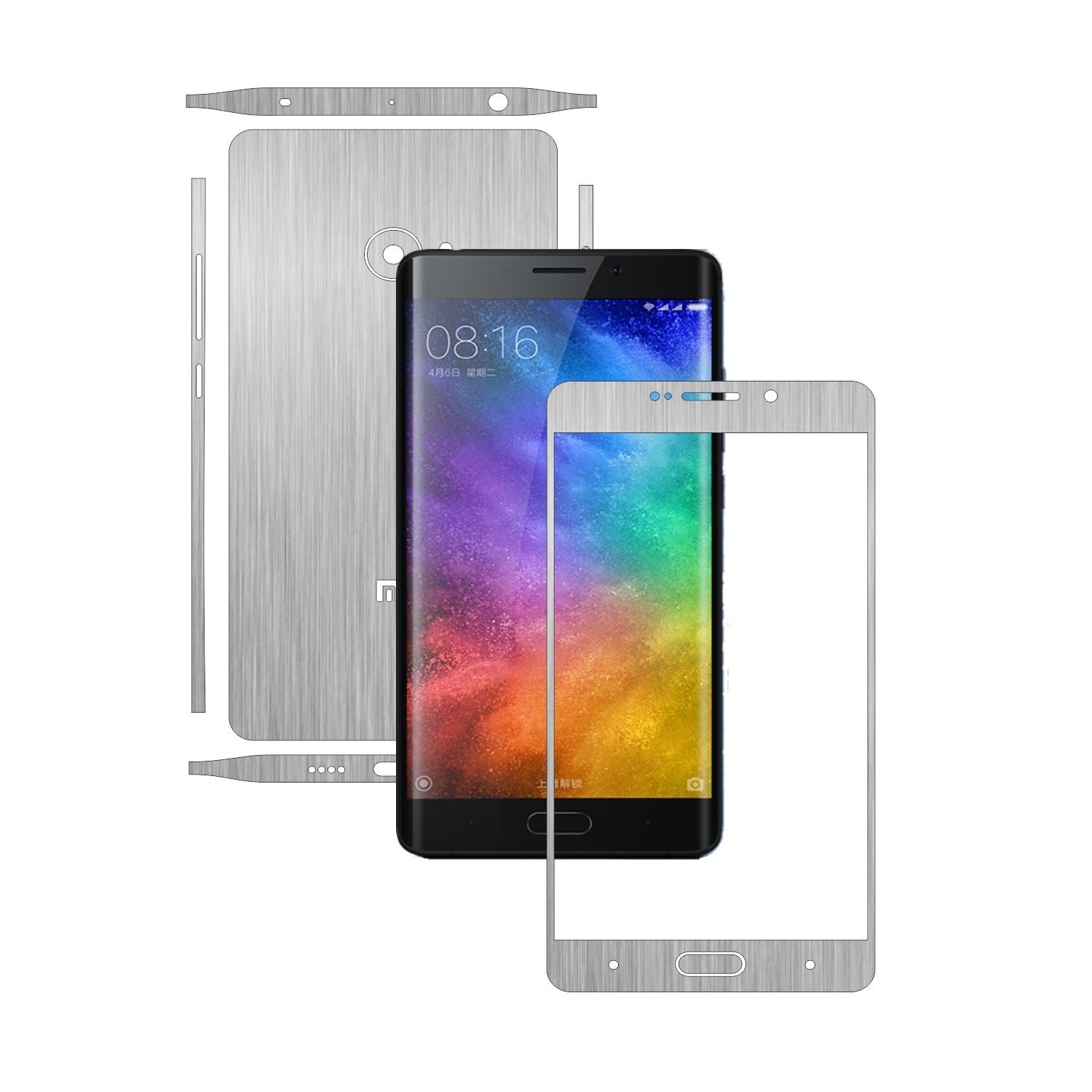 Folie de protectie Carbon Skinz, Husa de tip Skin Adeziv pentru Carcasa, Brushed Argintiu dedicata Xiaomi Mi Note 2