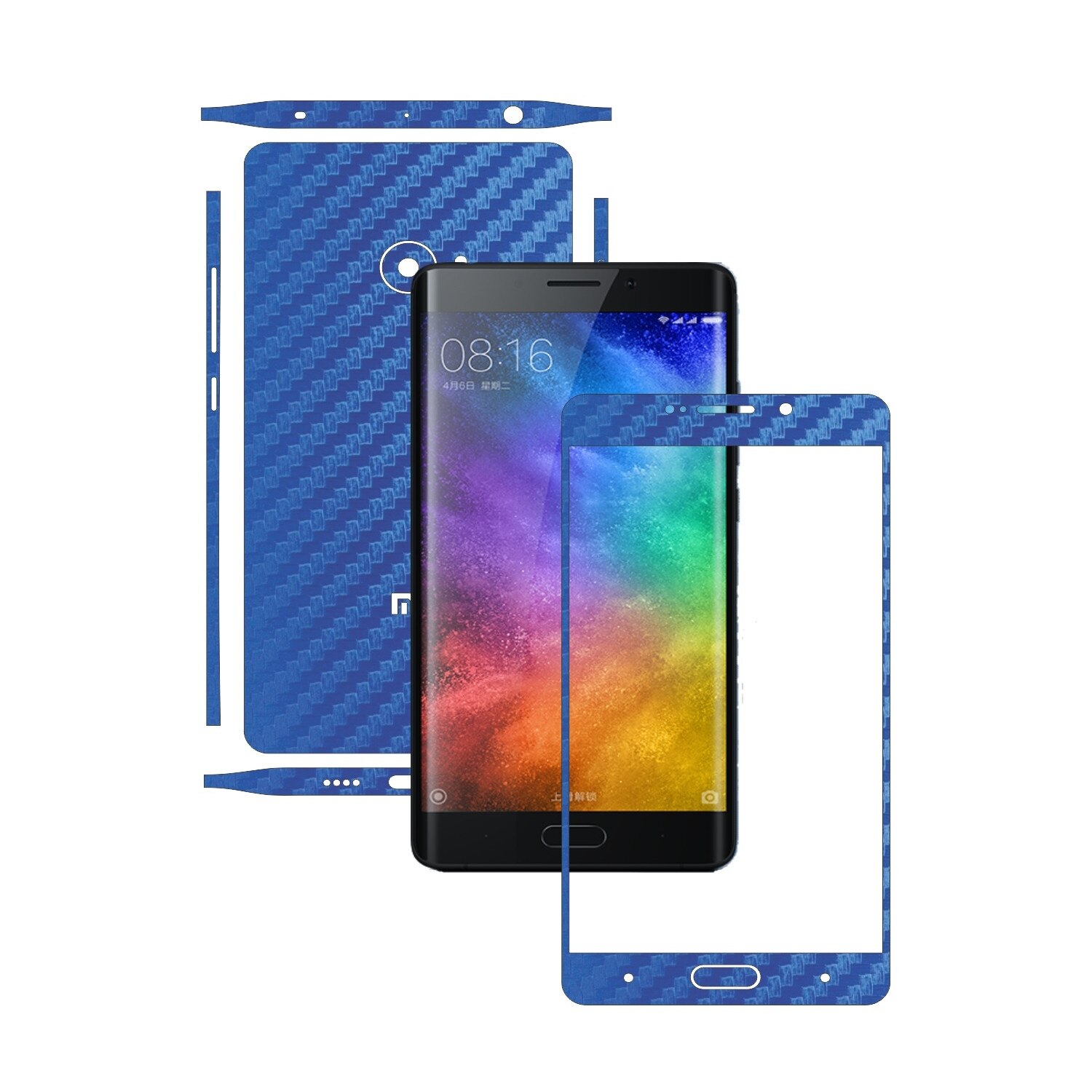 Folie de protectie Carbon Skinz, Husa de tip Skin Adeziv pentru Carcasa, Carbon Albastru dedicata Xiaomi Mi Note 2