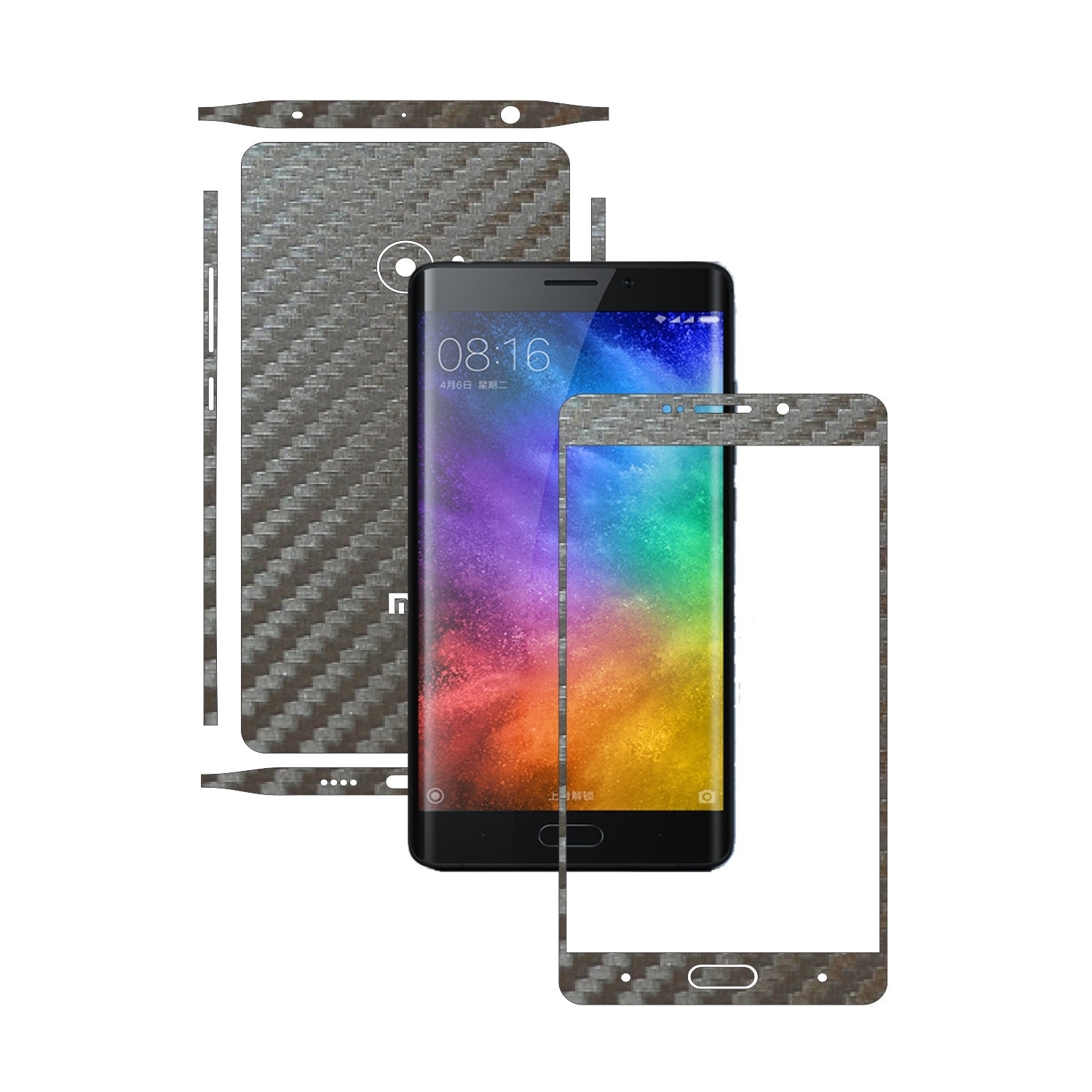 Folie de protectie Carbon Skinz, Husa de tip Skin Adeziv pentru Carcasa, Carbon Gri Argintiu dedicata Xiaomi Mi Note 2