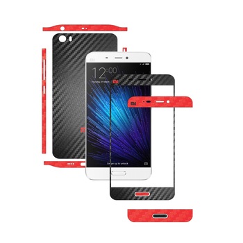 Folie de protectie Full Body Carbon Skinz, Acoperire Totala, Two Tone Negru / Rosu dedicata Xiaomi Mi5 Folie de protectie Full Body Carbon Skinz, Acoperire Totala, Two Tone Negru / Rosu dedicata Xiaomi Mi5