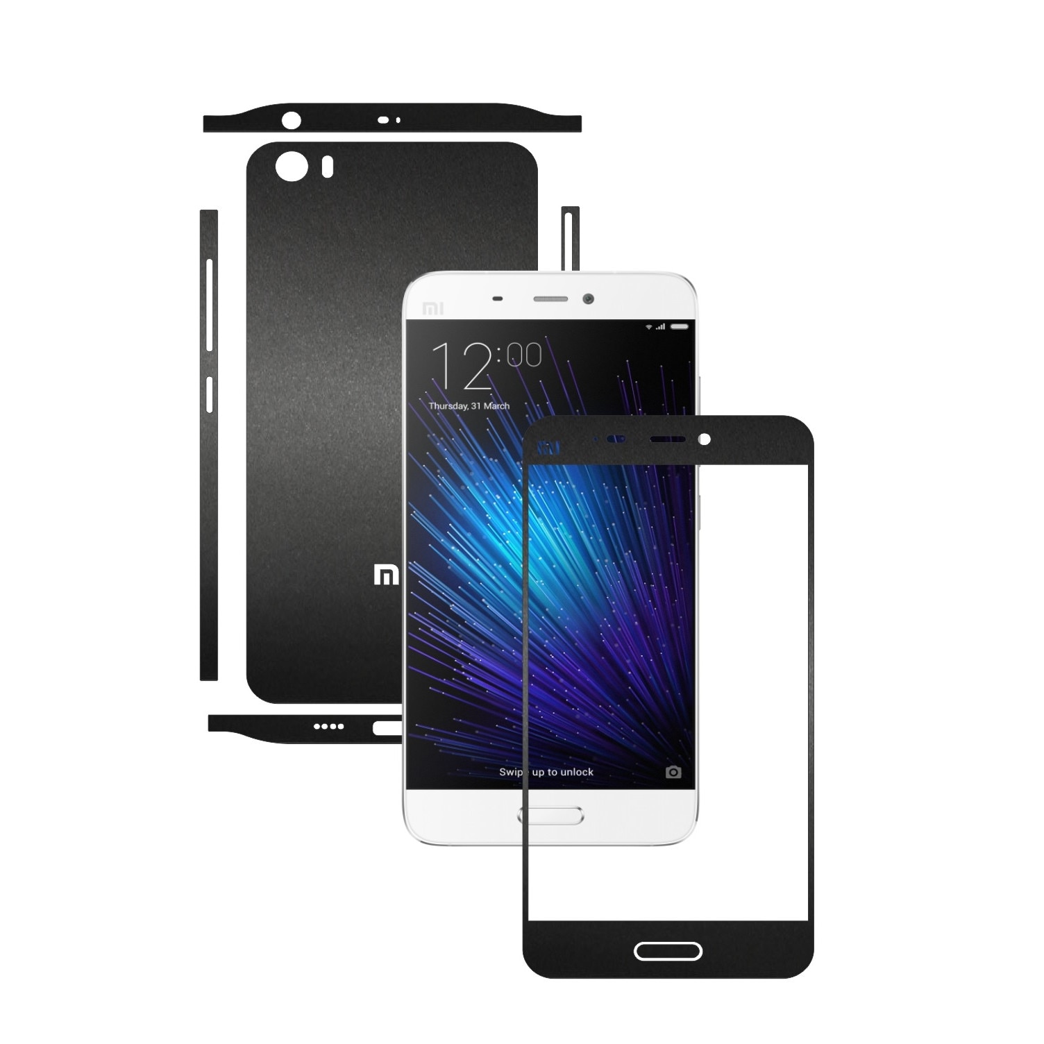 Folie de protectie Carbon Skinz, Husa de tip Skin Adeziv pentru Carcasa, Negru Mat dedicata Xiaomi Mi5