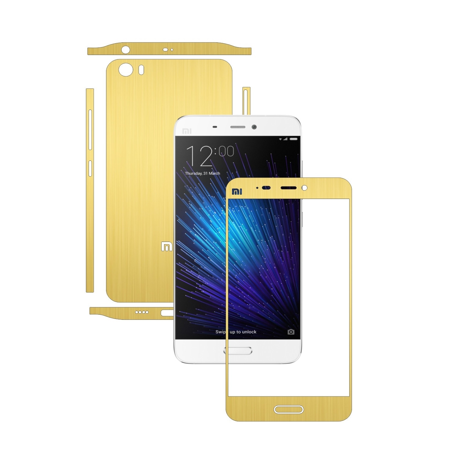 Folie de protectie Carbon Skinz, Husa de tip Skin Adeziv pentru Carcasa, Brushed Auriu dedicata Xiaomi Mi5