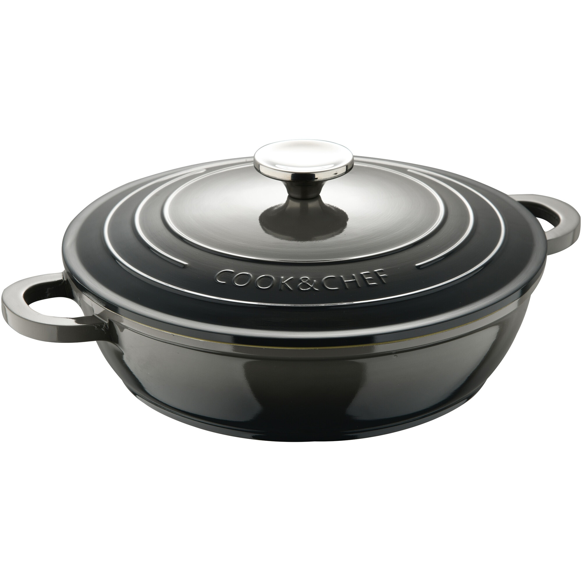 Cratita joasa cu capac Bergner Excalibur, aluminiu turnat, 24cm, 2.3L