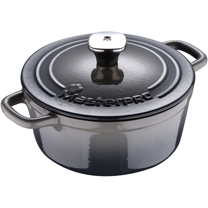 Cratita joasa cu capac Masterpro Unique, fonta, 19cm, 1.8L