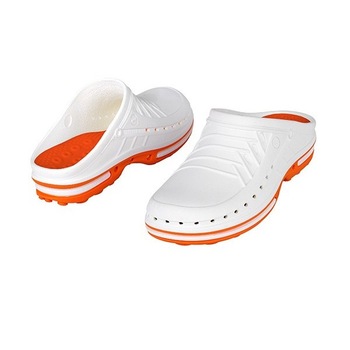 Saboti medicali autoclavabili Wock CLOG 01, marimea 37/38, alb/portocaliu, talpic polimeric Saboti medicali autoclavabili Wock CLOG 01, marimea 37/38, alb/portocaliu, talpic polimeric