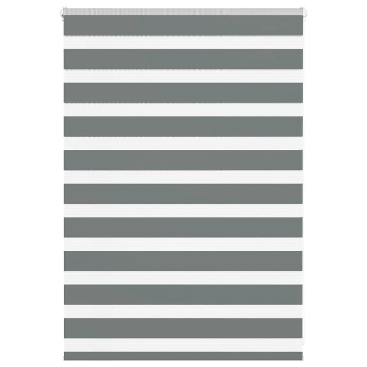 Jaluzea tip zebra vidaXL, gri inchis, latime tesatura 90,9 cm, poliester, 0.56 Kg 4014104