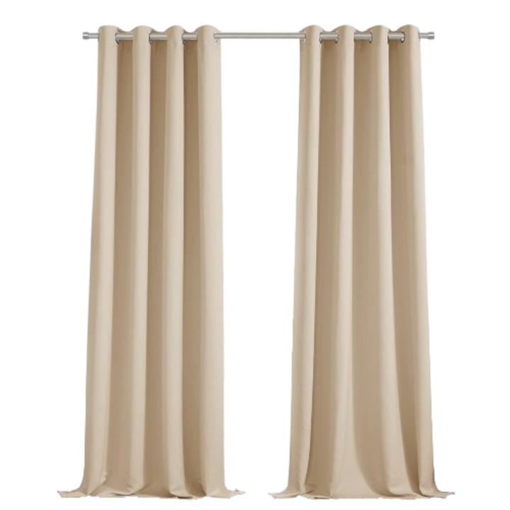 Set 2 perdele PONY DANCE, cu inele, blackout, 140 x 213 cm, bej