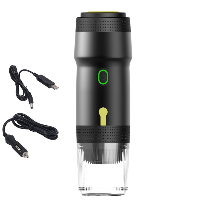Kapszula kávéfőző, Fudisenn, 72W, fekete, 78x78x246mm, csésze 120 ml, tartály 60 ml, gyors melegítés 7 perc, USB töltés