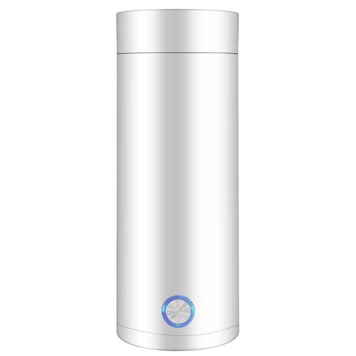 Hordozható elektromos termosz, Fudisenn, 400 ml, 300 W, fehér, 205x75 mm