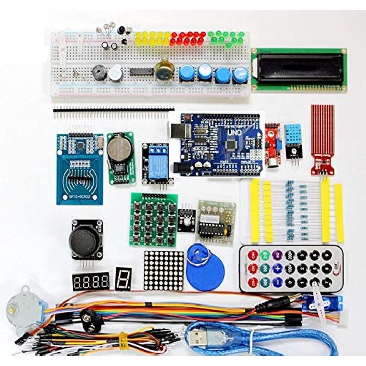 RFID учебен комплект за Arduino UNO R3, многоцветен, 1x breadboard, 1x стъпков двигател