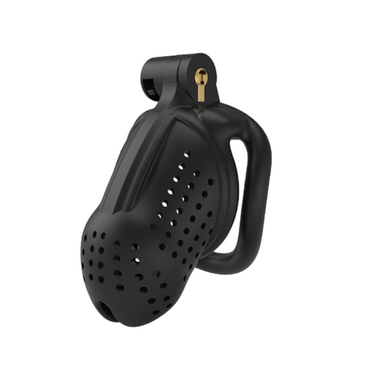 Centura de castitate, Night Fantasy, set cu 4 inele, neagra, dimensiuni 40x37mm