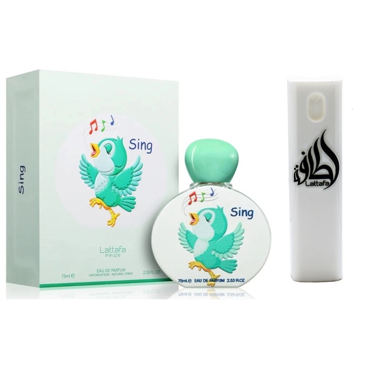 Комплект парфщмна вода, Lattafa Pride за деца, Sing, унисекс, 75 ml с комплект за многократно пълнене 10 ml