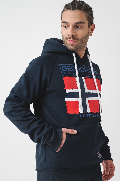 Geographical Norway, Стандартно худи с лого, Червен/Бял/Тъмносин