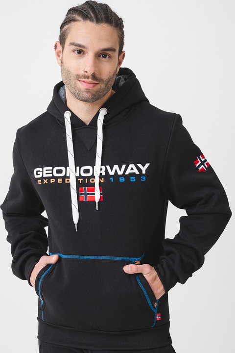 Geographical Norway, Стандартно худи с лого, Червен/Черен/Оранжев
