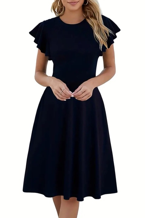 Rochie scurta, Rhynna, cu volanase, Negru