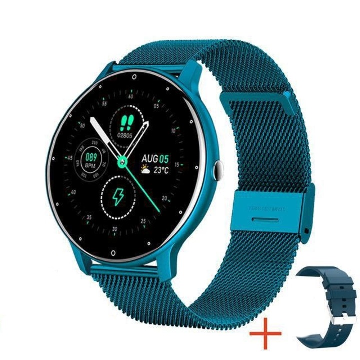 Ceas smartwatch si bratara fitness, Apeluri, Microfon, Difuzor Notificari Sms/Social Media, monitorizare activitati fizice, somn, ritm cardiac, pedometru, player muzica, rezistent la apa, verde
