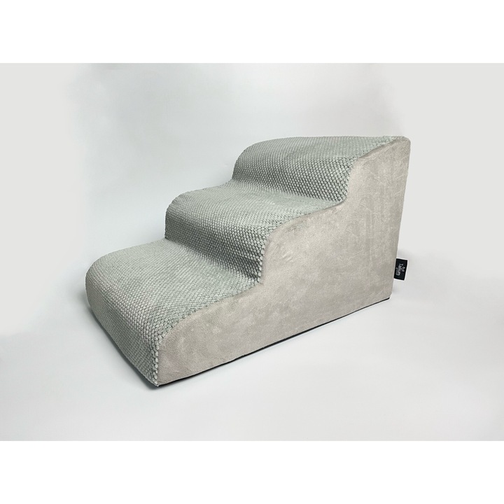 Scara pentru animale de companie, caini sau pisici, 3 trepte, dimensiune 60x40x40 centimetri, gri deschis