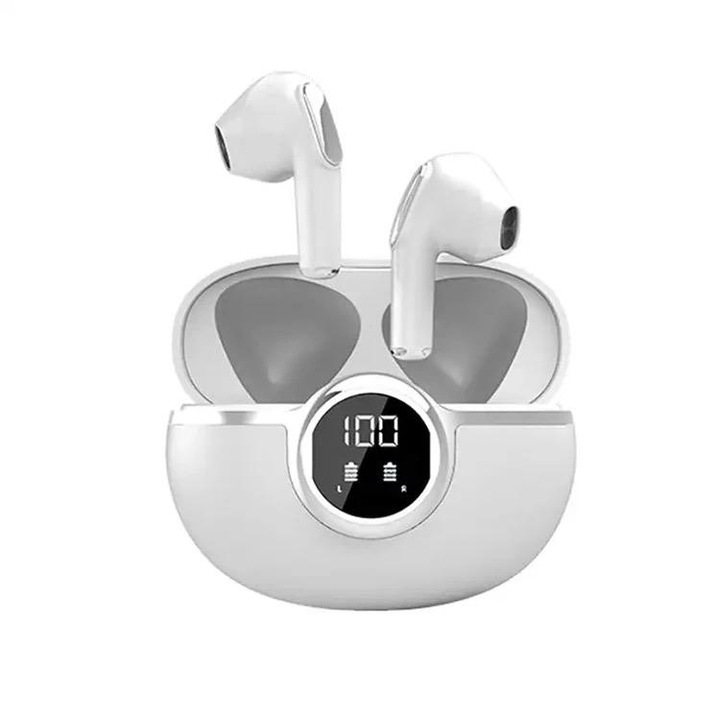 Casti Bluetooth ANC & ENC J98 AMYMAT PRO: Sunet Premium, Design Ergonomic, Rezistente la Apa, Perfecte pentru Gaming si Utilizare Zilnica, Albe