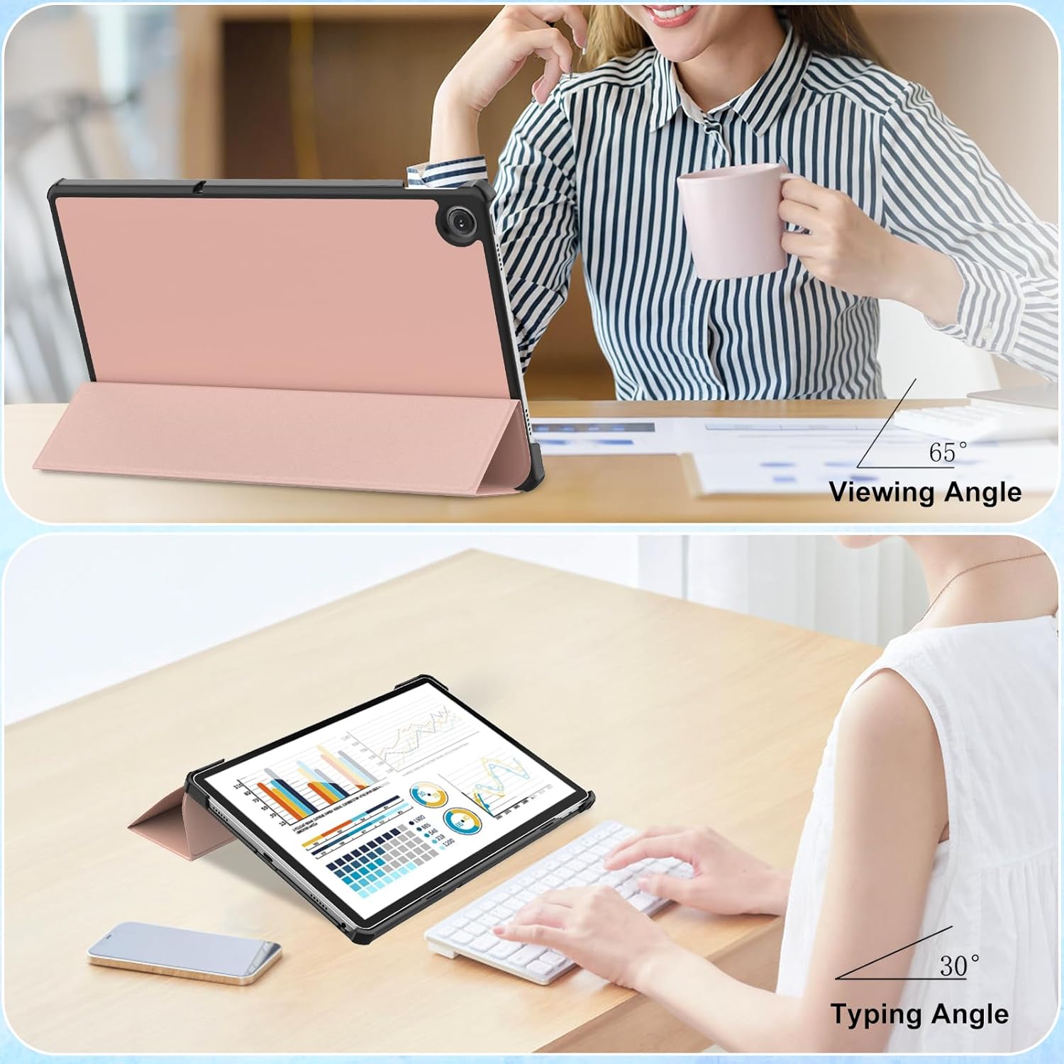 Husa pentru Lenovo Tab M10 Plus 10.6'' 2022 Patamiyar, Piele PU, Usoara, Functie Sleep/Wake, culoare Roz