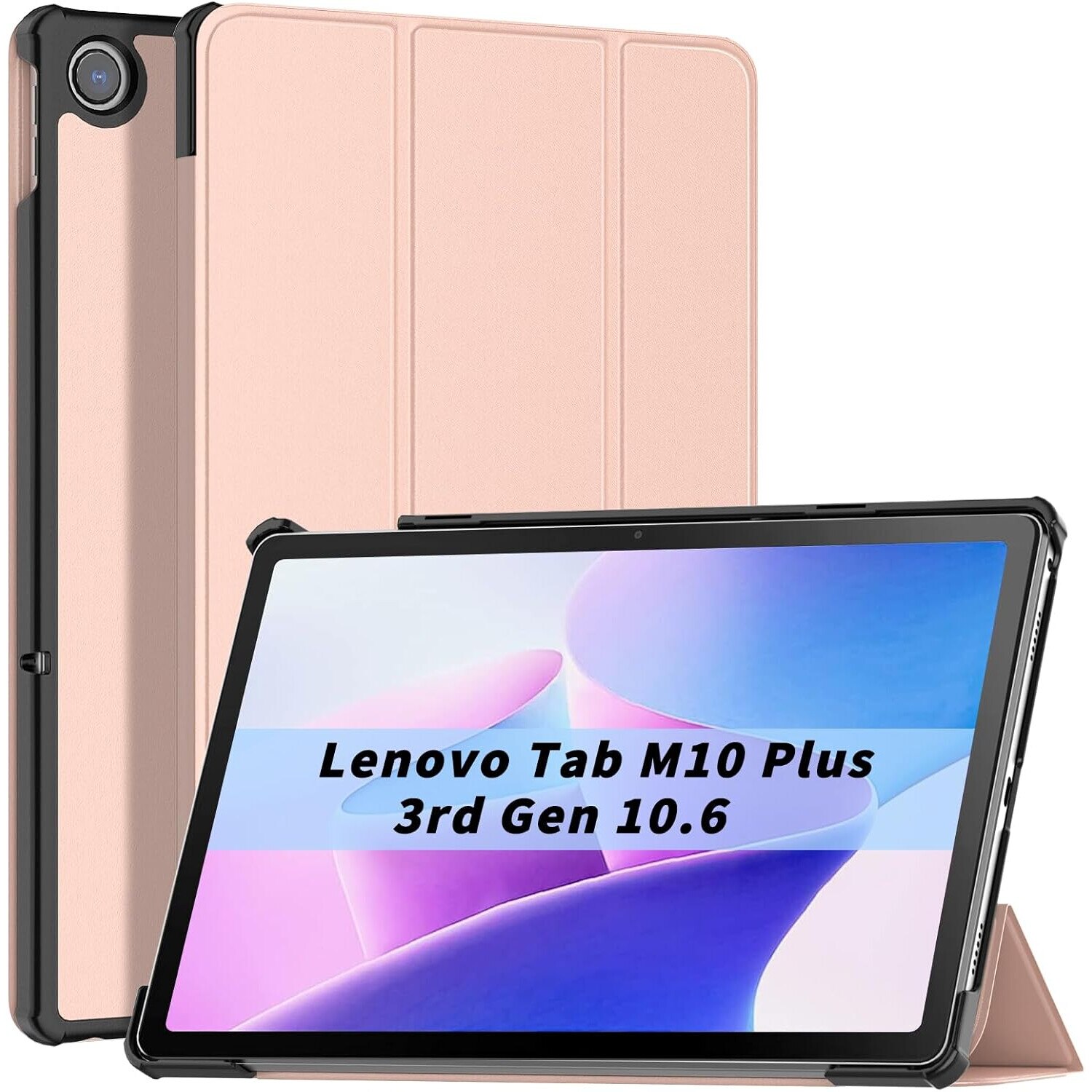 Husa pentru Lenovo Tab M10 Plus 10.6'' 2022 Patamiyar, Piele PU, Usoara, Functie Sleep/Wake, culoare Roz