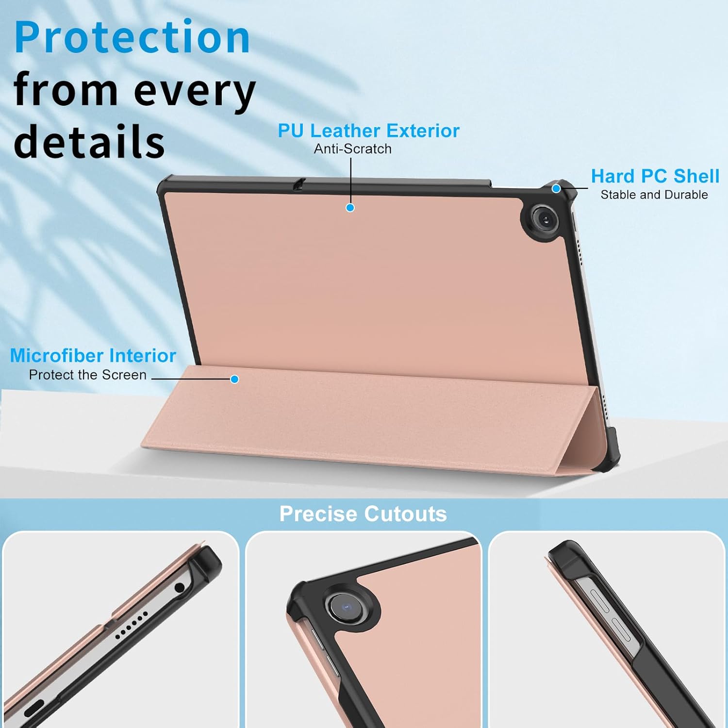 Husa pentru Lenovo Tab M10 Plus 10.6'' 2022 Patamiyar, Piele PU, Usoara, Functie Sleep/Wake, culoare Roz