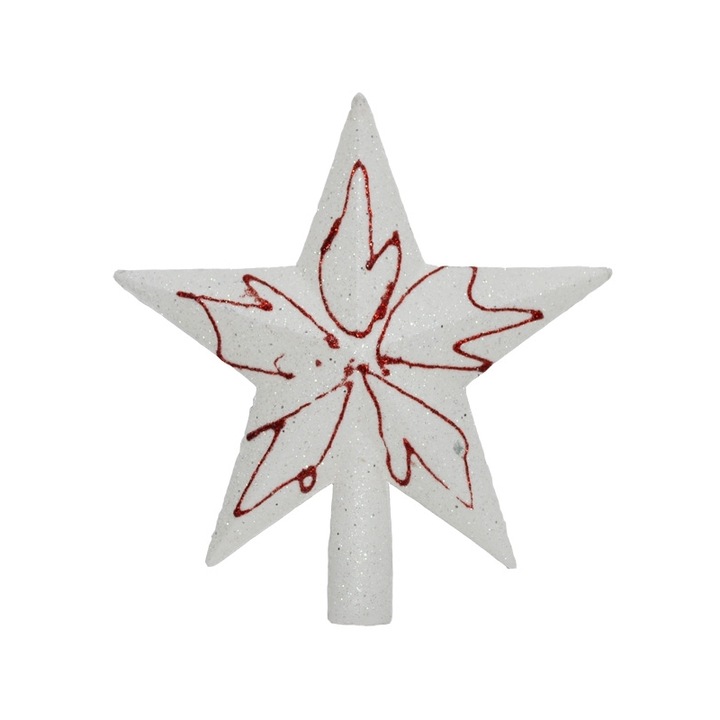 Varf pom Craciun, carton, model stea alba