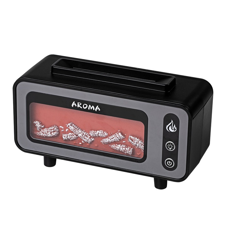 Láng hatású aromaterápiás párásító, 230 ml, tmiddle bbszlownny fúny, zajcsökkentés, multi-kwirnyezet, fekete