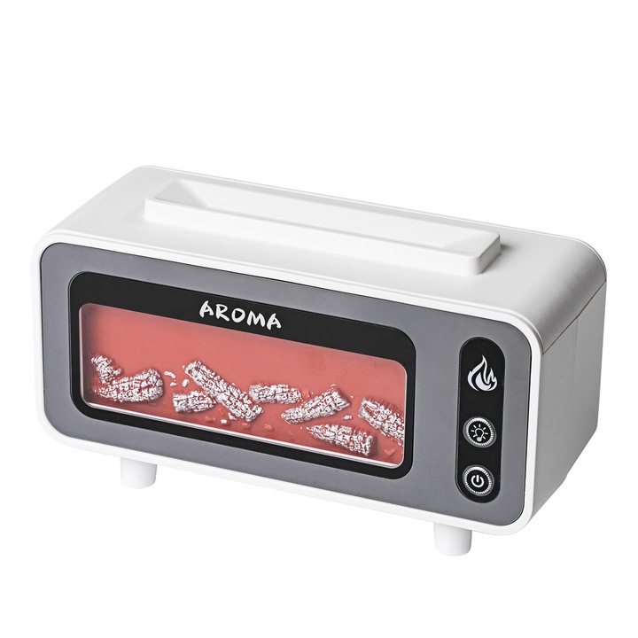 Láng hatású aromaterápiás párásító, 230 ml, tmiddle bbszhinfény, zajcsökkentés, multi-kallyezet, fehér