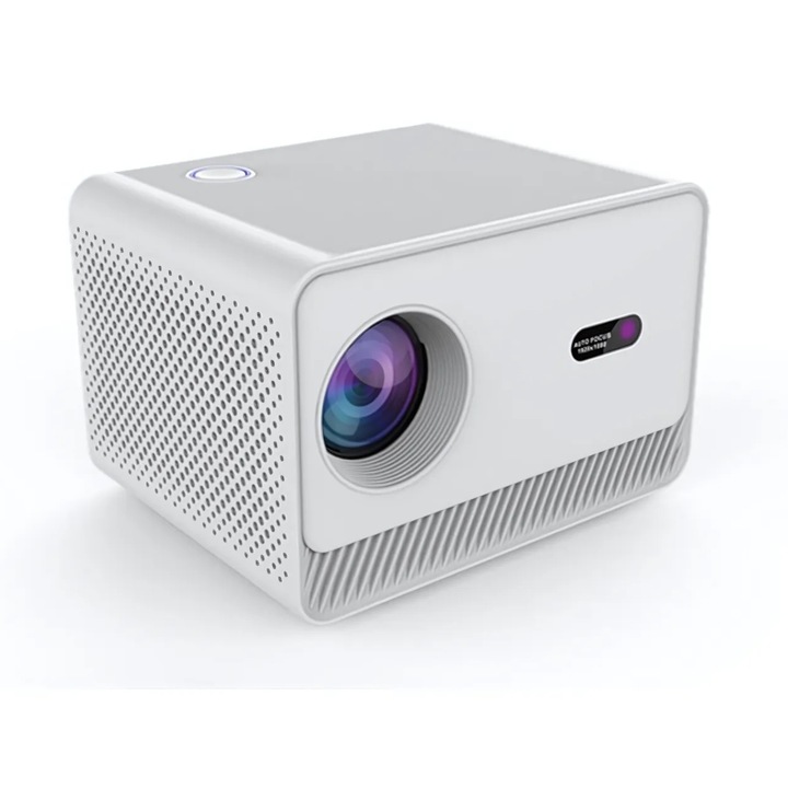 Hordozható videoprojektor, USSPY® M10+, 390ANSI, 9000 lumen, Android 12, Dual Wi-Fi 6 2, 4g/5G, BT 5.0, 1280*720p FHD, HDMI, USB és tükrözés Android/IOS, fehér