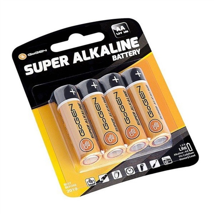 Set 4 baterii alcaline GoGEN SUPER, AAA, 1.5 V, LR03