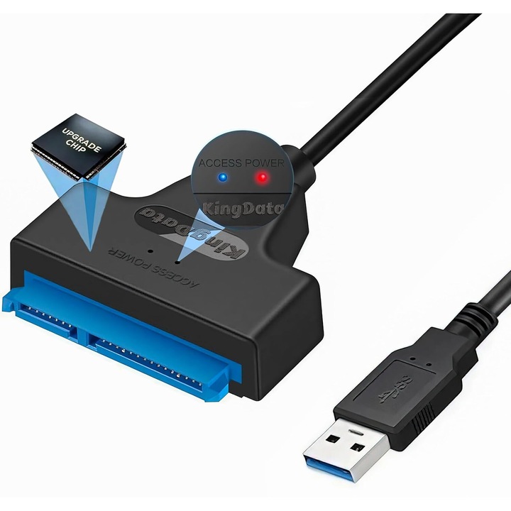 Adaptor USB 3.0 la SATA, Pentru HDD/SSD, Plug and play, 20cm, Negru ...