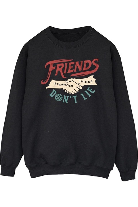 Netflix Stranger Things Friends Don't Lie Férfi kapucnis pulóver, fekete, Fekete