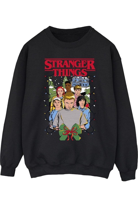 Netflix Stranger Things férfi kapucnis pulóver, Fekete