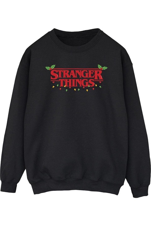 Stranger Things fekete kapucnis pulover, Fekete