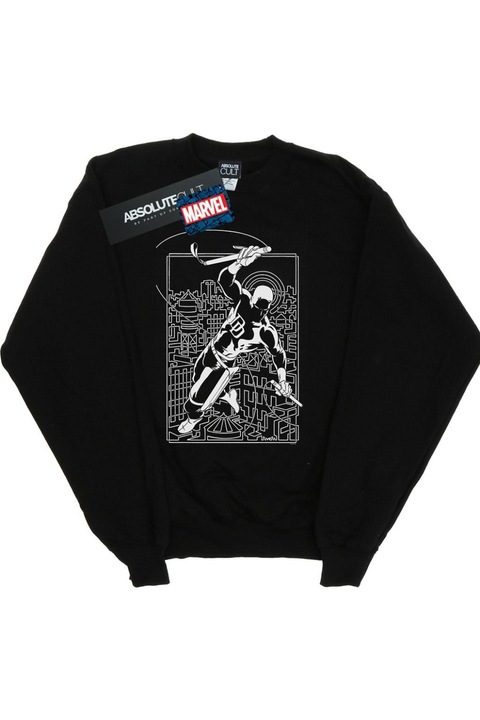 Fekete Marvel ferfi kapucnis pulover, Fekete
