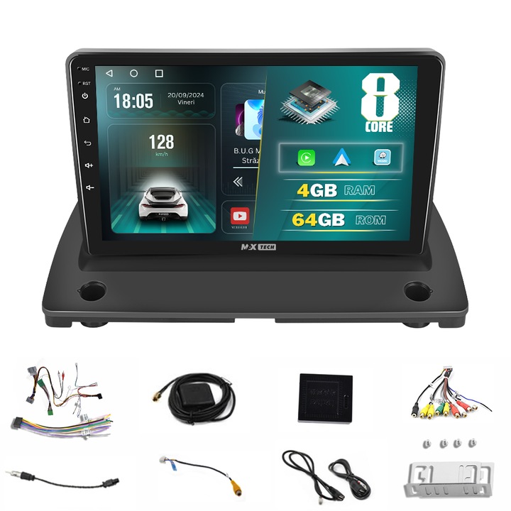 Navigációs rendszer, Volvo XC90 (2004-2014) Android 13 és Carplay, MaxTech®, 9 hüvelykes IPS képernyő, 4 GB Ram 64 GB Rom, Youtube, GPS funkciók, WIFI, rádió, RDS, EQ, DSP, Bluetooth, Waze, Mirrorlink